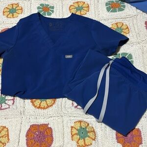 Winning blue Figs scrub set